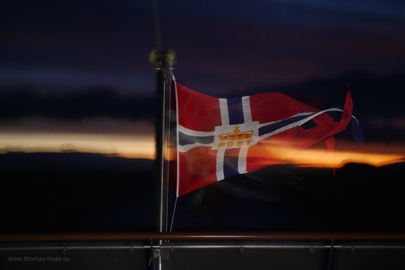 Fahne: Postschiff, Norwegen, Februar 2018