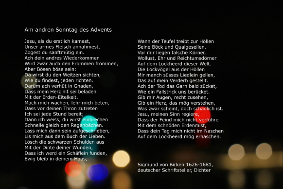 Altes Gedicht in neuer Optik, Sigmund von Birken: Am andren Sonntag des Advents