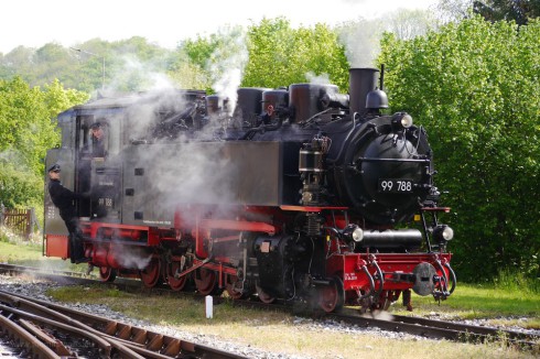 Dampflok Öchsle im Bahnhof Warthausen, 18.05.2019