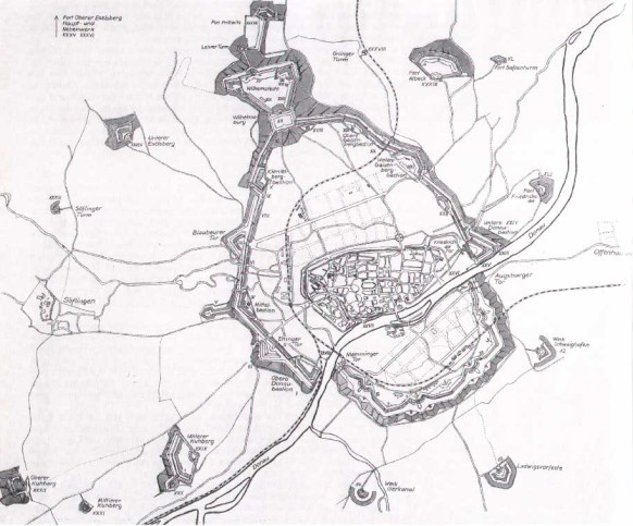 Plan der Bundesfestung aus dem Stadtarchiv Ulm